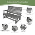 thumbnail image 5 of Mosbrisa HIPS Patio Glider 3 Seat with Cup Holders, Heavy Duty 900 lbs for Outdoor, Grey, 5 of 6