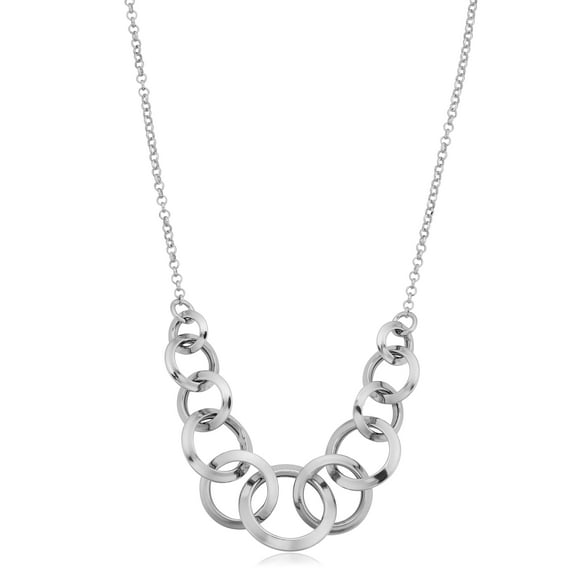 KoolJewelry Sterling Silver Graduated Circles Necklace (18 inch)