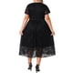 thumbnail image 2 of Vestidos de encaje floral de tamaño grande Agnes Orinda, de doble capa, con envoltura falsa, cuello en V, manga corta, vestido midi en línea A 4X negro, 2 of 8