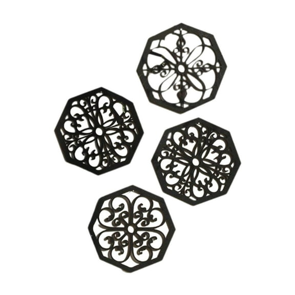 yotijay 4 Pieces Wooden Hollow Carved Wall Decor 7.87inch Rustic Wall Art for Office Hexagonal