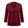 thumbnail image 3 of cocolona Womens Velvet Tops 2025 Button V Neck 3/4 Sleeve Shirts Dressy Casual Solid Color Blouses Fall Clothes, 3 of 5