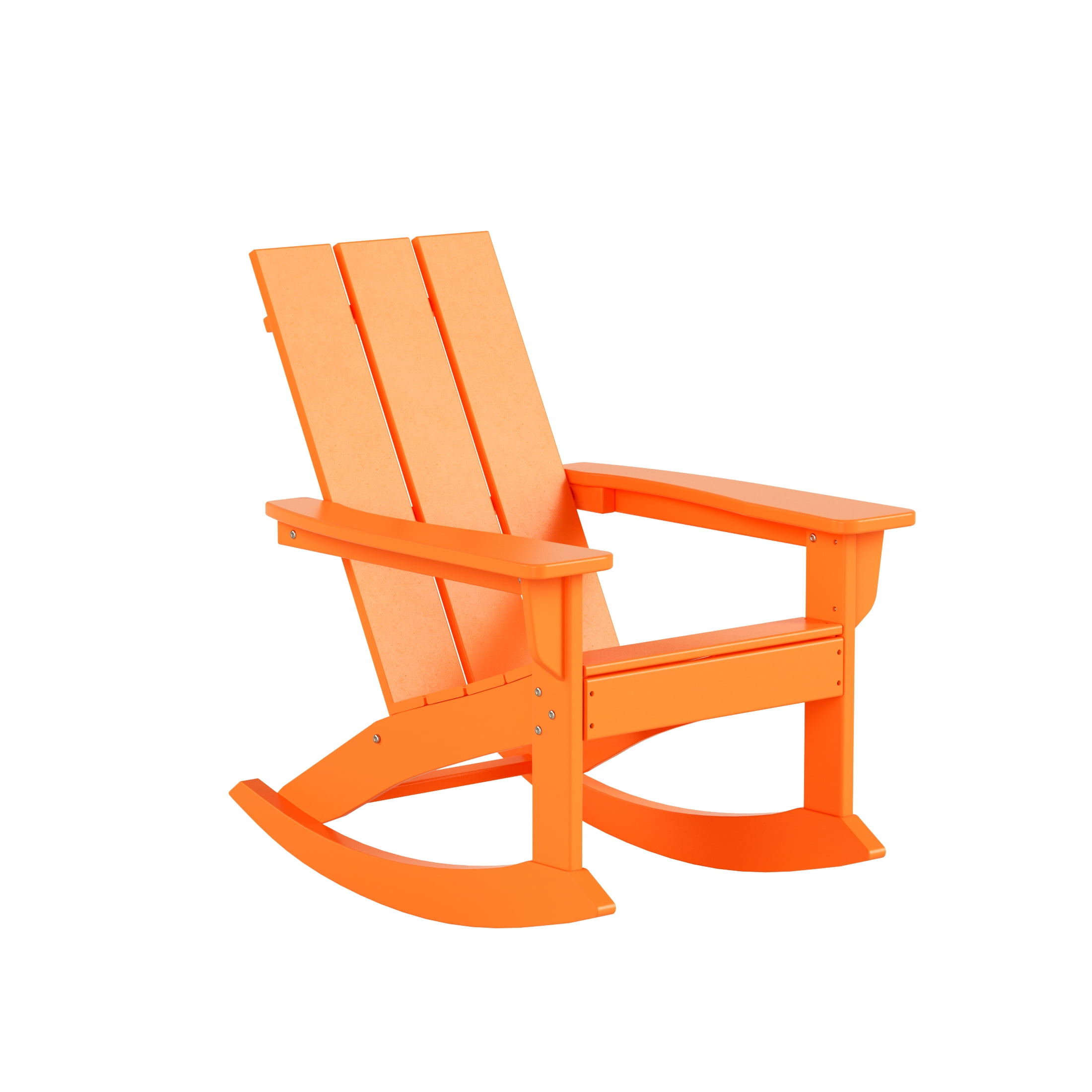 GARDEN Set of 4 Modern Plastic Outdoor Rocking Chairs for Patio Porch, Orange