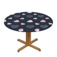thumbnail image 2 of YFYANG Round Fitted Table Cloth, Waterproof Pink Cute Heart Texture Pattern Polyester Table Cover, Indoor Outdoor Decorative Tablecloths with Elastic Edge, 2 of 7