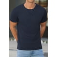thumbnail image 2 of QDG Mens Waffle Shirt Crew Neck Short Sleeve Casual T-Shirt Navy Blue S, 2 of 10