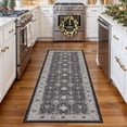thumbnail image 2 of Hallway Washable Runner Rug - 2x6 Kitchen Rugs Entryway Vintage Soft Floor Mat Non Slip Indoor Farmhouse Carpet For Bathroom Living Room Bedroom (2 X 6  Black), 2 of 8