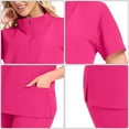 thumbnail image 3 of Antqov Scrubs for Women Set, Solid Color Short Sleeve Nurse Uniform Suit Stretch Top & Pants Drawstring with Multi Pockets, Daily Casual Comfy Jogger Relaxed Workwear, 3 of 4