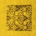 thumbnail image 1 of Ahgly Company Machine Washable Indoor Square Abstract Yellow Modern Area Rugs, 4' Square, 1 of 4