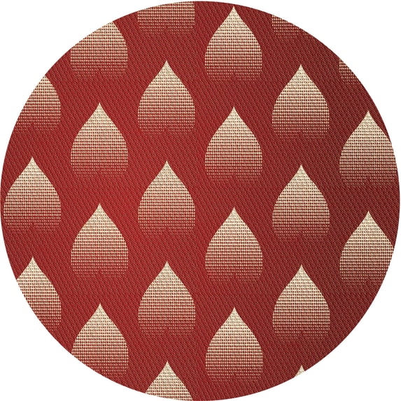 Ahgly Company Indoor Round Patterned Shocking Orange Area Rugs, 4' Round