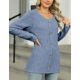 thumbnail image 5 of Cogild Pullover Tops Long Sleeve Tunic Sweaters for Women Causal Sweaters Crew Neck with Button Design, 5 of 6