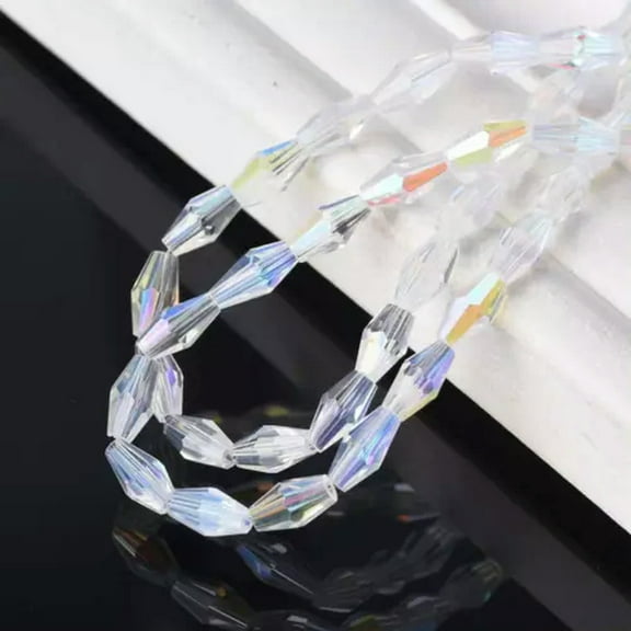 U8MO 3x6mm 4x8mm 6x12mm Lathy Bicone Faceted Crystal Glass Beads for Jewelry Making-Half AB-6x12mm (48pcs)