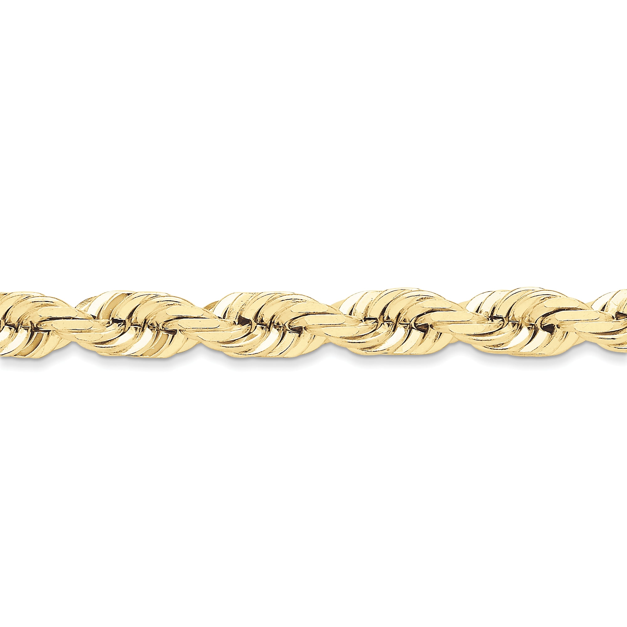 10K Yellow Gold 10mm Handmade Diamond Cut Rope Chain Anklet 9 Inch