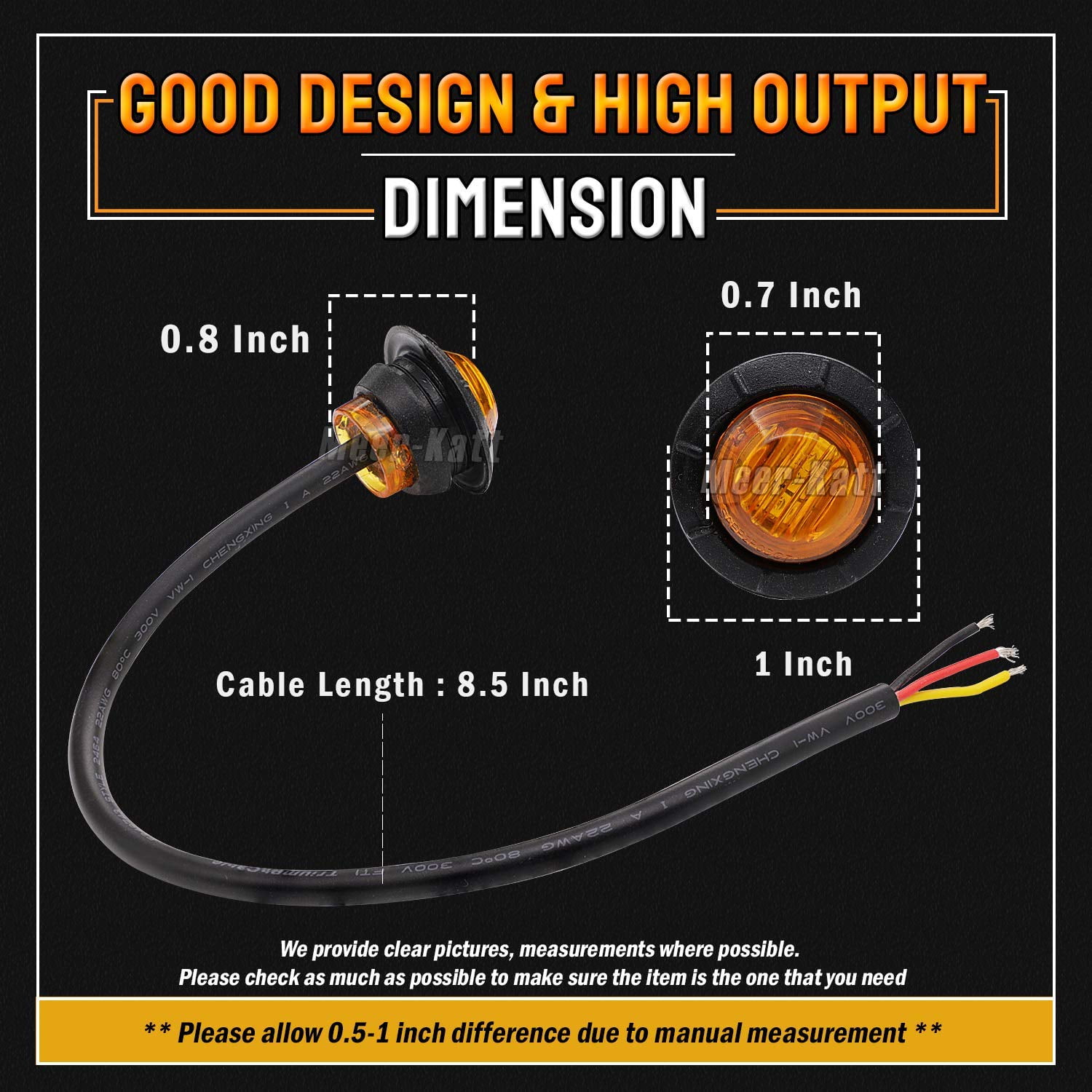 Pack Of 100 Red 3/4\" Mini LED Marker Lights – Waterproof, 12V, For Trucks, Trailers, Boats, Universal Fit