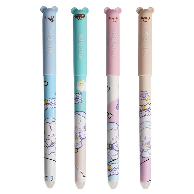 4Pcs Cute Erasable Gel Pens Make Mistakes Ink Smooth Writing Journal Planner Pens, Drawing Art Markers Smooth Writing, Office Desk Accessories Pens for Writing for Craft Projects,DIY