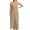 thumbnail image 1 of Women's Summer Casual Dress - U Neck Sleeveless Long Loose Flowy, Side Pockets, Solid Color for Vacation/Everyday (S-XXL Sizes), 1 of 3