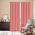 thumbnail image 3 of Pure Coral Red Kitchen Curtains 84 Inch Length, Simple Solid Color Grommet Top Bedroom Living Room Curtains, Light Filtering Cafe Curtain Drapes 2 Panels Set 84''x84'', 3 of 9