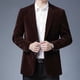 thumbnail image 1 of Traje pequeño de pana para hombre de otoño e invierno, traje convencional, cuello, color primario, color sólido, traje de hombre coreano, 1 of 6