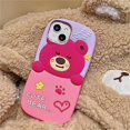 thumbnail image 3 of Funda de silicona con dibujos animados en 3D de oso rosa para iPhone 13 Pro Max, funda trasera suave y bonita, 3 of 5