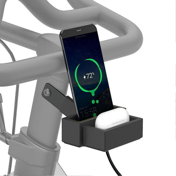 Mobile Phone Holder Replacement for Peloton Bike & Bike+ Aluminium Cell Phone & Earphone Case Mount Tray with Charging Slot