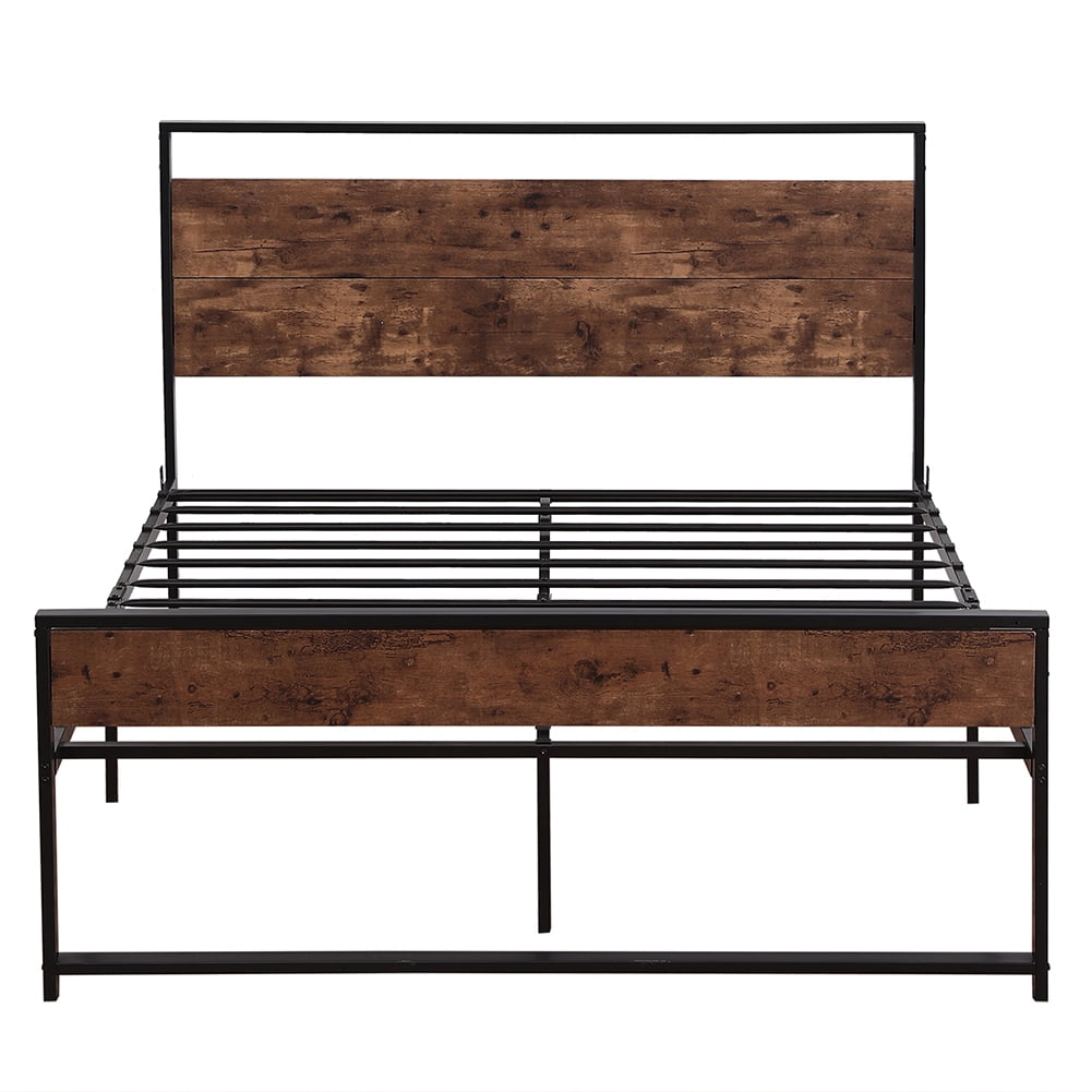 Kepooman Retro Style Black Metal Double Bed Frame Bed with Foot Black, 64.17"L x 15.75"W x 5.51"H, Queen Kepooman Retro Style Black Metal Double Bed Frame Bed with Foot Black, 64.17"L x 15.75"W x 5.51"H, Queen
