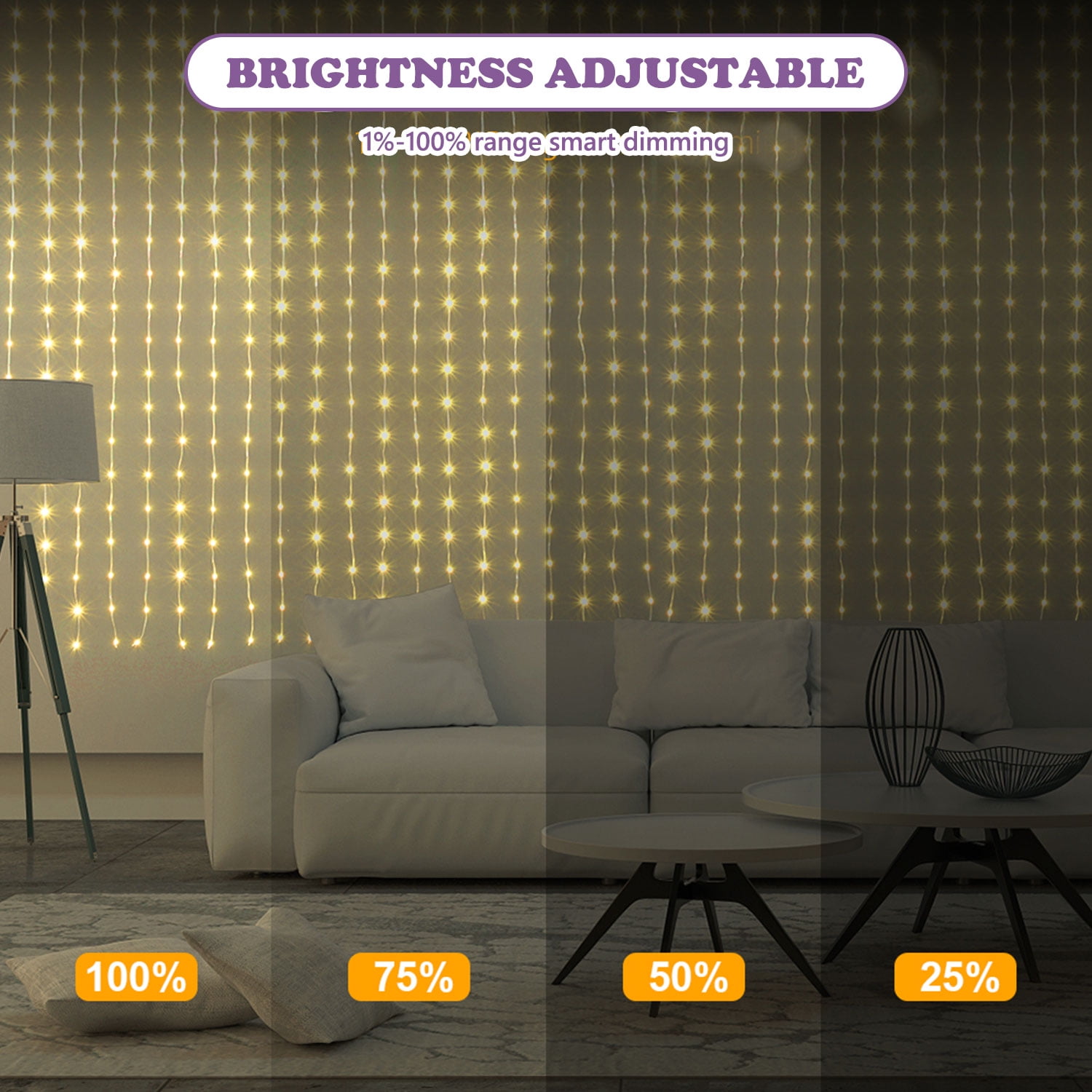 AYAMAYA Fairy Curtain Lights, 400LED IP65 Waterproof Plug in String Lights with App & Remote Control for Bedroom Outdoor Valentine's Day Decor