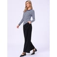 thumbnail image 4 of DARING DIVA Women's Striped Long Sleeve Cotton Crew Neck Tees S Navy Blue Stripe, 4 of 6