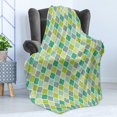 thumbnail image 4 of Teal Soft Flannel Fleece Blanket, Traditional Moroccan Cultural Pattern Trellis Quatrefoil Motif in Vibrant Colors Retro, Cozy Plush for Indoor and Outdoor Use, 50" x 70", Multicolor, by Ambesonne, 4 of 5