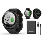 Garmin Approach S42 (Black) Golf GPS Watch Power Bundle | 2021 Model | with PlayBetter Portable Charger & HD Screen Protectors