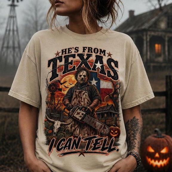 HD HANDICHI DESIGN Unisex He's From Texas I Can Tell Cotton Crew Neck T-Shirt