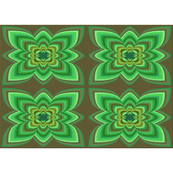 Ahgly Company Machine Washable Indoor Rectangle Transitional Neon Green Area Rugs, 7' x 9'
