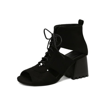 

Woobling Ladies Dress Sandal Block Heeled Sandals Chunky Heel High Heels Fashion Pumps Work Wedding Black 8.5