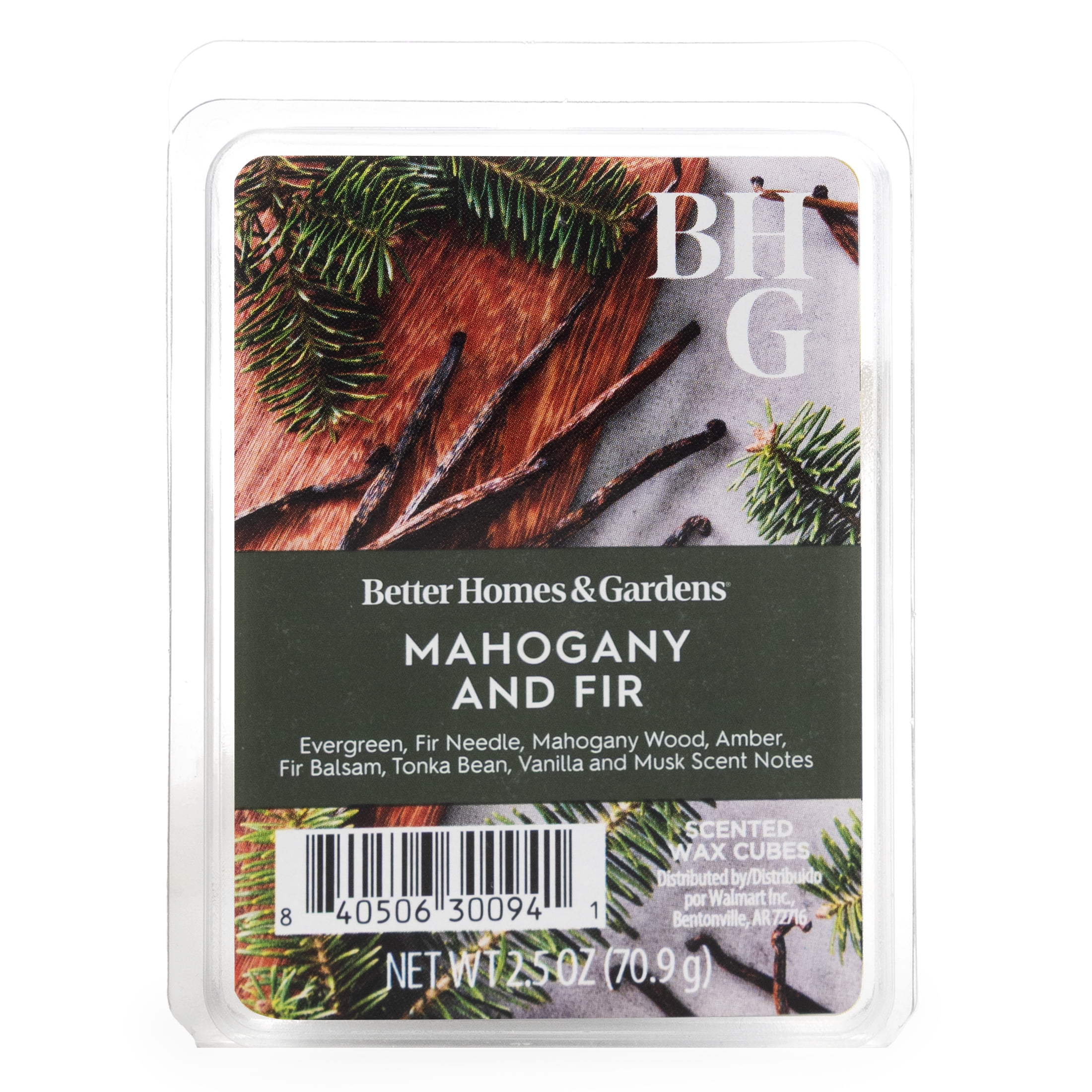 Better Homes & Gardens Mahogany and Fir 2.5oz Wax Melts, Woodsy Home Fragrance
