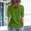 thumbnail image 5 of Sillenn Basic T Shirts Half Sleeve Tee Shirts V Neck Business Casual T-Shirts Basic Fit Tee 1/2 Sleeve Tops for Women Soft Casual Tee Round Neck Fitted Top Dressy Casual T-Shirts Green S, 5 of 7