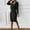Black, variant on Women's Knitted Sweater Set Turtleneck Solid Color Thick Lapel Pullover Top