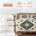 thumbnail image 6 of 3 Piece Red Teal Brown Southwestern Duvet Cover Set Twin Size,Microfiber Comforter/Quilt Cover with Corner Ties and 2 Pillowcases,Ethnic Geometric Boho Retro All Season Bedding with Zipper Closure, 6 of 8