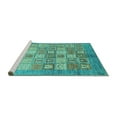 thumbnail image 2 of Ahgly Company Machine Washable Indoor Square Abstract Turquoise Blue Modern Area Rugs, 7' Square, 2 of 4