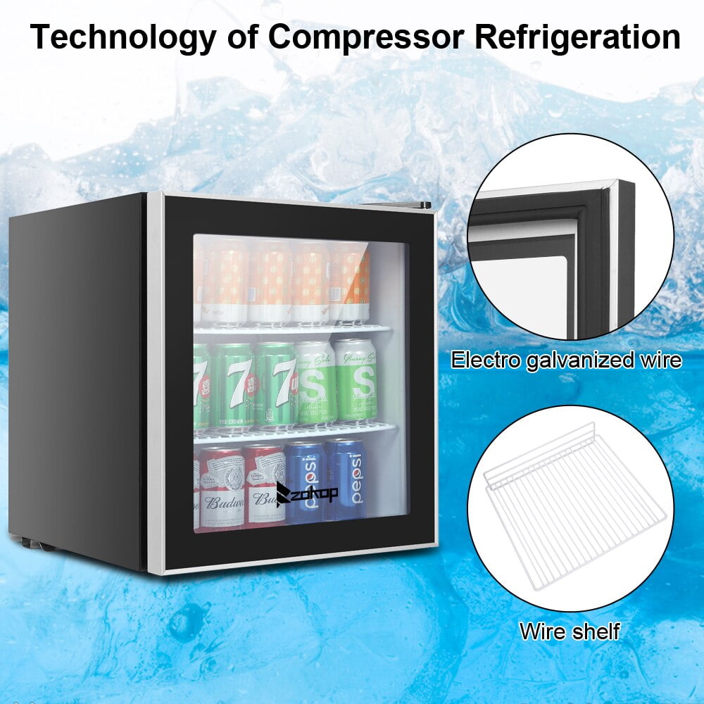 Drinks Cabinets Mini Size Portable Beverage Cooler JC-46 AC115V//60Hz 1.6Cu.Ft//46L//60CAN Beverage Refrigerator Black US