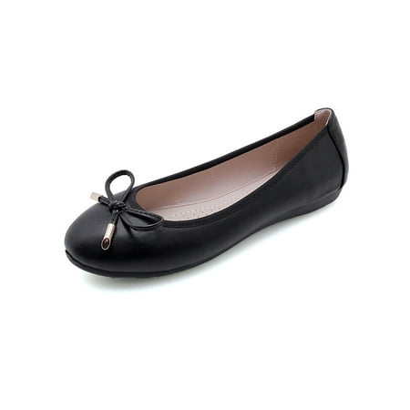

Ymiytan Women Loafers Round Toe Ballet Flat Bow Tie Flats Dance Anti-Slip Comfort Slip On Casual Shoes Black 8.5