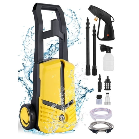 Electric Pressure Washer, 1700 Psi Max, 1.98 GPM Power Washer w/16 ft Hose, Metal pole, Plastic spear, Foam pot, Portable to Clean Patios, Cars, Pool, Fences, Driveways