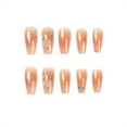 thumbnail image 3 of Fofosbeauty 24pcs Press on False Nails Tips, Short Coffin Fake Nails, Short Coffin Camellia Pearl Rhinestone, 3 of 8