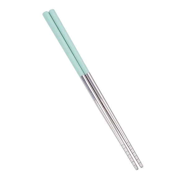 Granjero Gordo 2 pares de palillos chinos portátiles de acero inoxidable hechos de paja de trigo de metal reutilizables, adecuados para el hogar, el campamento y el uso ecológico.