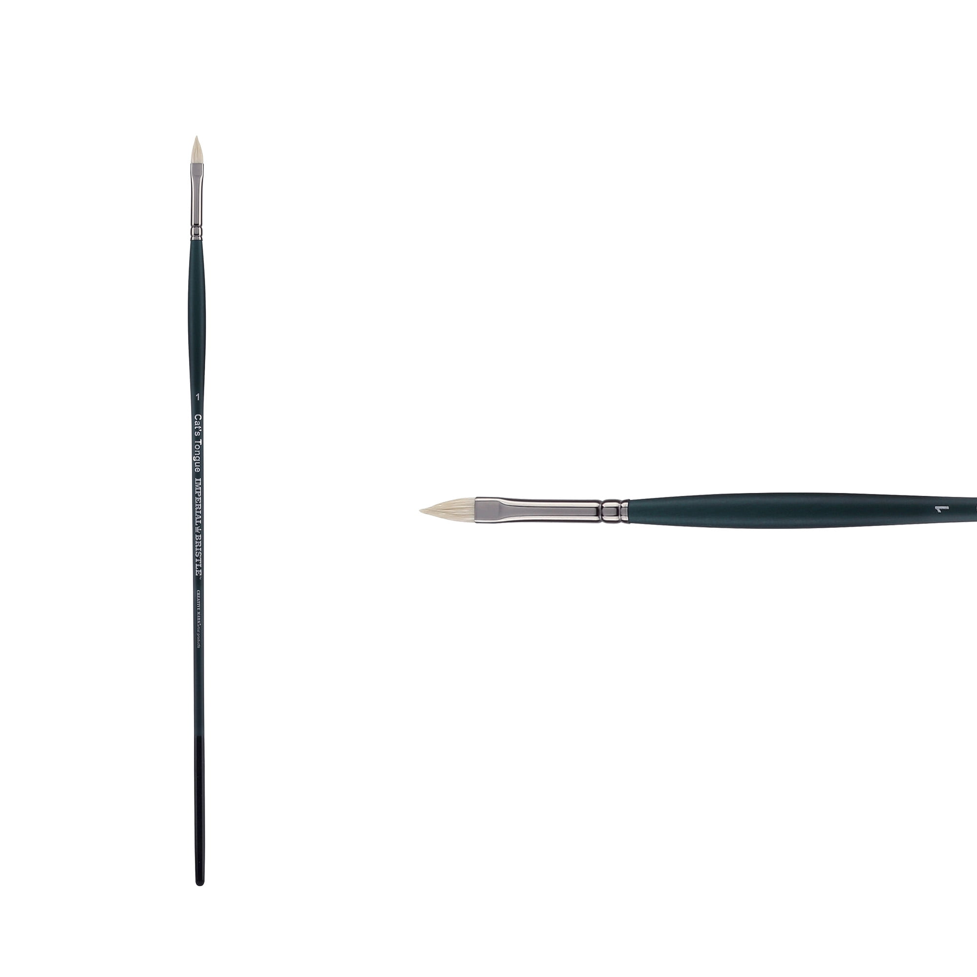 Creative Mark Imperial Professional Chungking Hog Bristle Brush - Cat's Tongue #1- Pack of 3 Handmade Long Handle Oil Paint Brushes for Artists, Nickel-Plated Brass Ferrules, Soft Natural Bristles