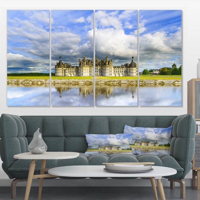 Chateau De Chambord Castle and Reflection - Extra Large Seashore Canvas Art