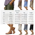 thumbnail image 2 of VBVC Women's Cotton Linen Striped Cuffs Capri Pants , Wide Leg Summer Trousers For Women , Ladies' Knee Length Shorts with Pockets, *Blue , Large, 2 of 5