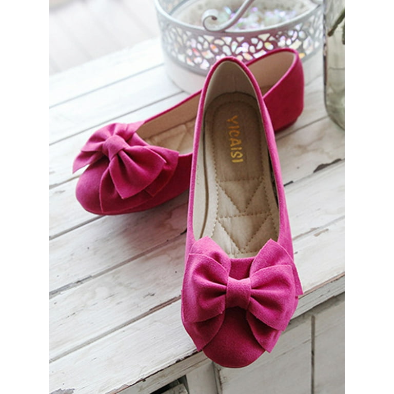 Crocowalk Women Comfy Anti Slip Bow Decor Flats Round Toe Loafers Ballets Elegant Low Top Dress Shoe