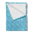 thumbnail image 2 of Ethnic Soft Flannel Fleece Throw Blanket, Hand Drawn Composition with Vertical Lines Dots and Abstract Geometric Shapes, Cozy Plush for Indoor and Outdoor Use, 50" x 60", Blue and White, by Ambesonne, 2 of 5
