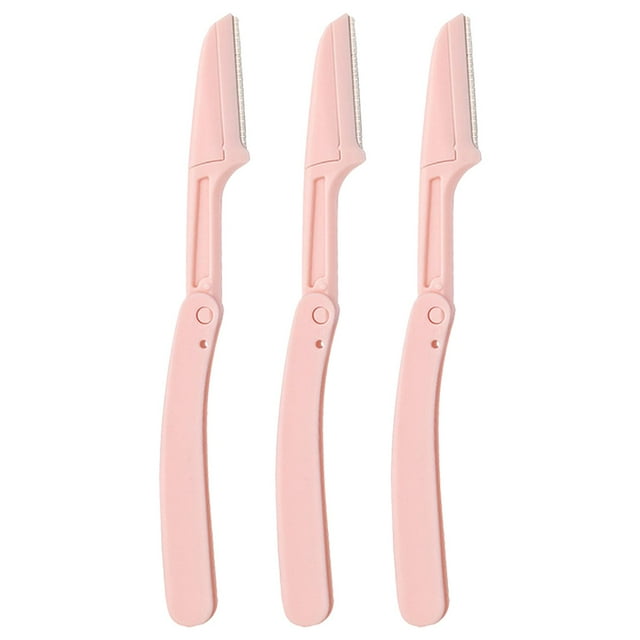 Maquinilla de afeitar plegable para cejas, 3 piezas, portátil, con cubierta a prueba de polvo, impermeable Rosa jinwen Recortador de cejas plegable
