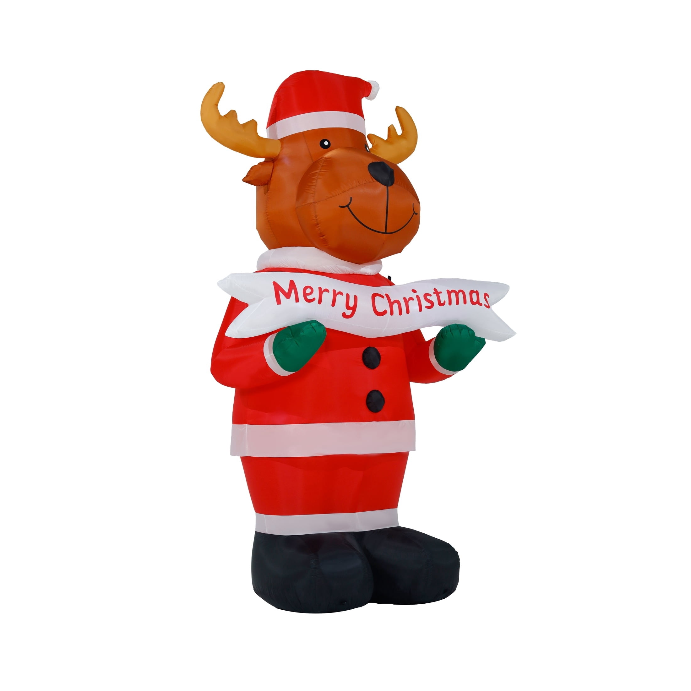 Multicolor Santa Moose with Sign Christmas Airblown Yard Inflatable, 10', by Holiday Time