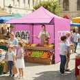 thumbnail image 2 of Costway 10 x 10 FT Pop up Canopy Tent with Sidewalls & Awning, Wheeled Bag, Sandbags, Stake Pink, 2 of 10