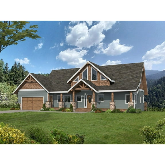 001-3945: Craftsman Mountain 2 Bed, 3 Bath Luxury Home Plan, 2461 Sq Ft: Full Blueprints with License to Build by Home Plan Marketplace - Lesuto