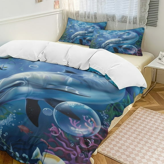 Marvels of The Sea 3D Duvet Cover Set Quilt Cover Theme of Kid Boy Girl for Bedroom Decoration